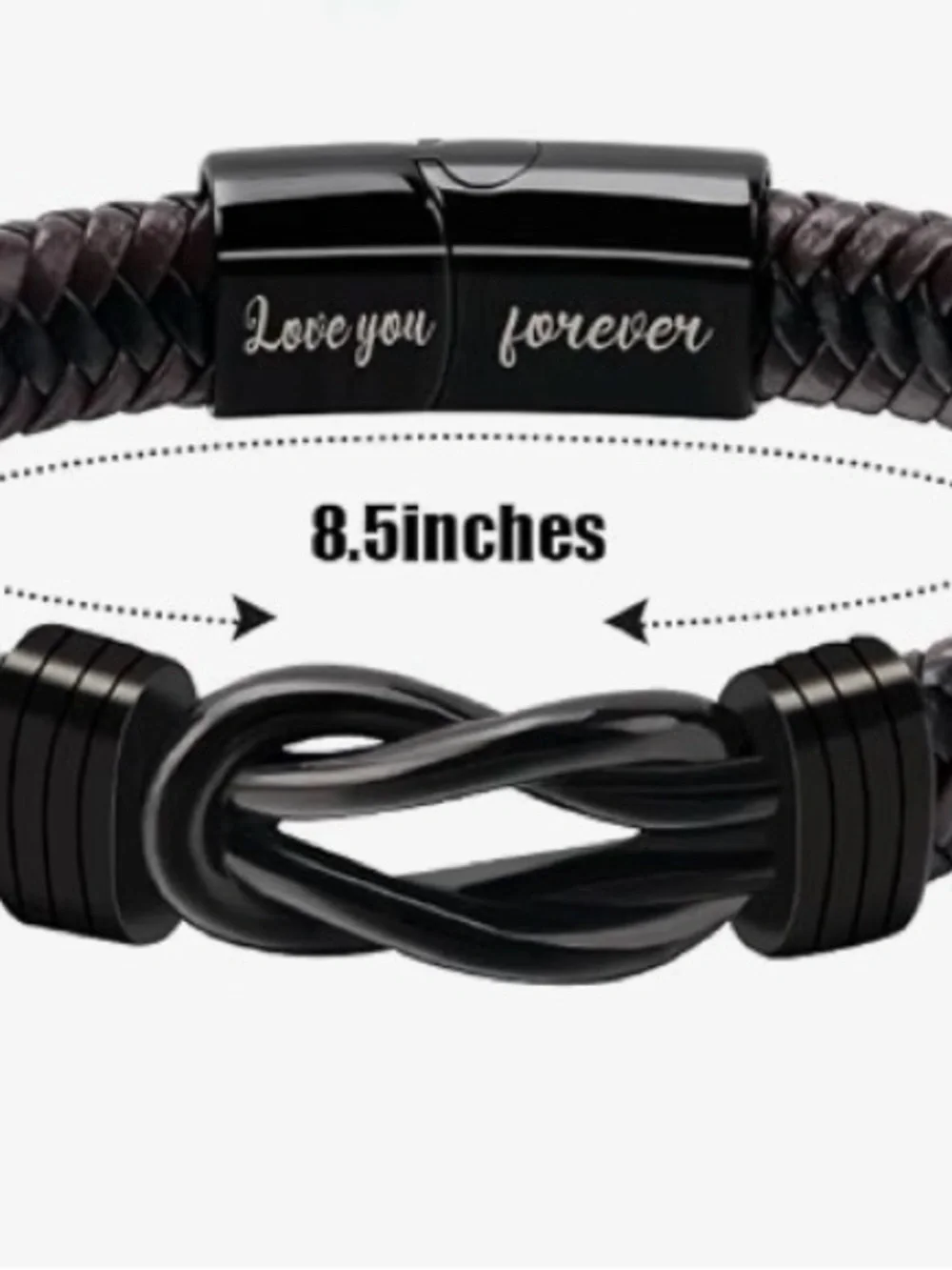 Love You Forever Black Braided Men’s Promise Bracelet